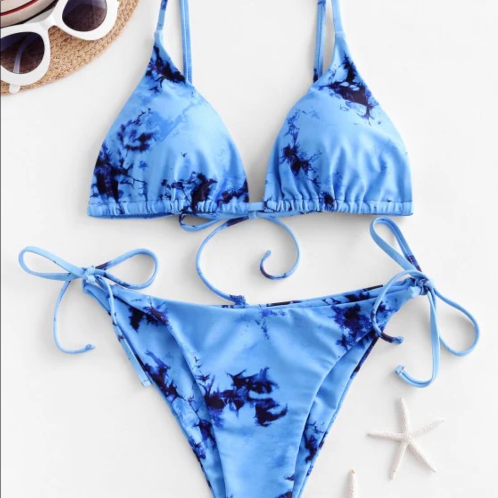 Blue tie dye bikini set! Zaful